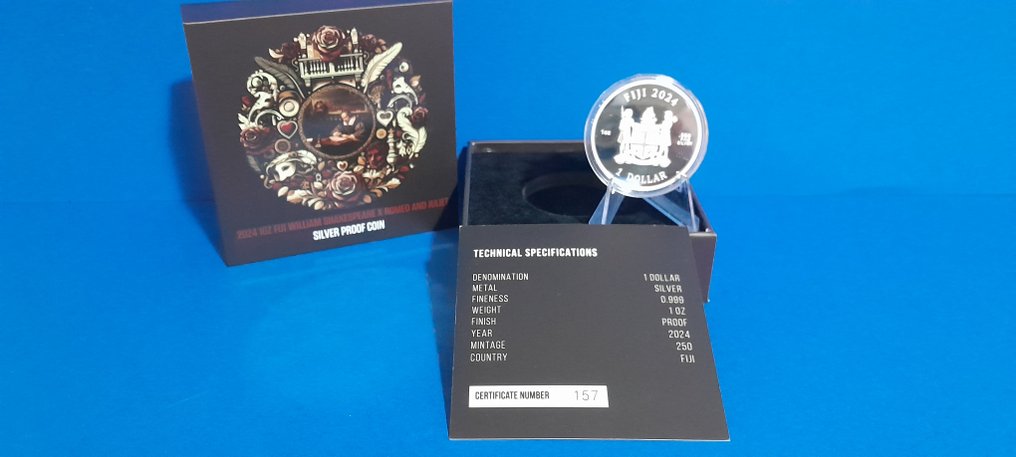 Fidji. 1 Dollar 2024 hakespeare X Romeo and Juliet 1 Oz #3.2