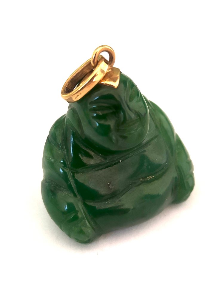 Zonder minimumprijs - Hanger - 18 karaat jade, Geel goud Jade #4.3