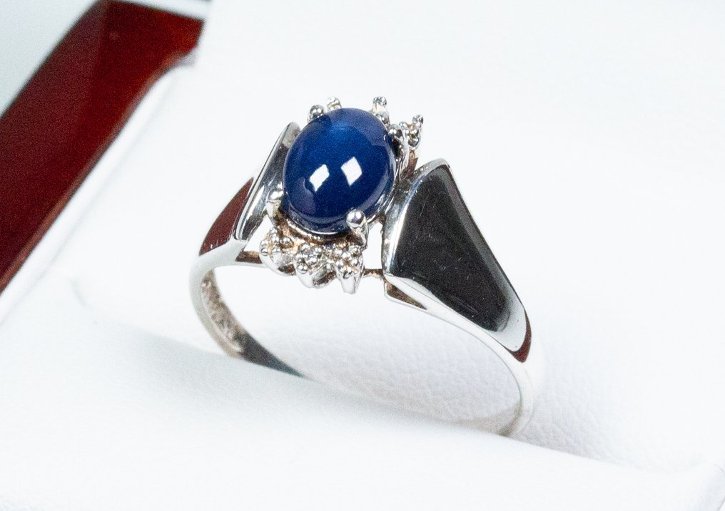 Nincs minimálár - Gyűrű - 925 ezüst - 2,10 ct zafír - gyémántok #1.0