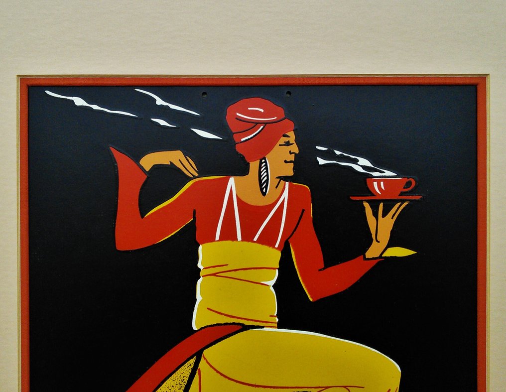 Frans & Charles Franck (1872-1932) voor koffiebranderij Van Rickstal - Jerotka Antwerpen - Skilt - Glass, Metall, Styret #2.1