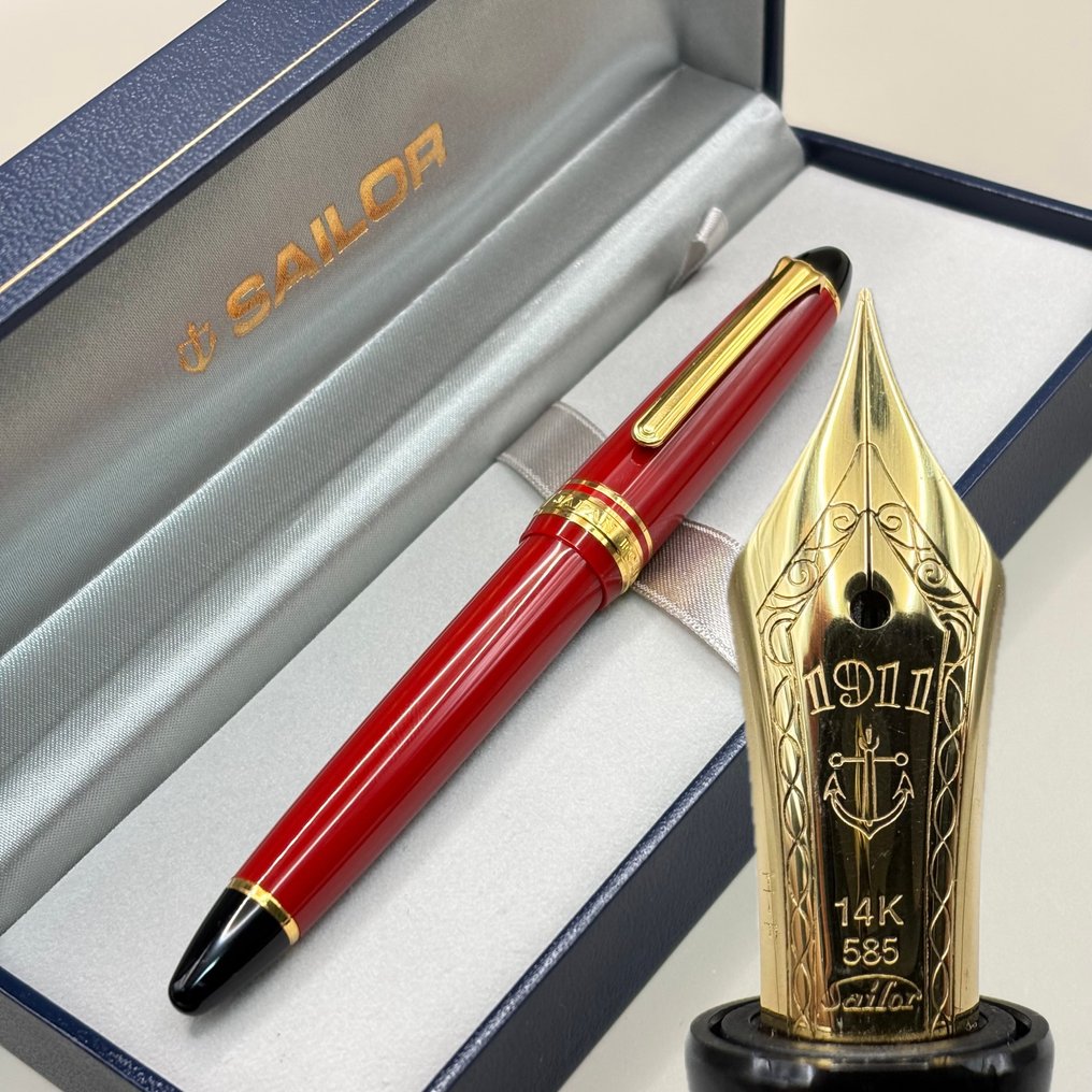 Sailor - 1911 (red) - 14K gold nib (Hard F) - 钢笔 #1.0