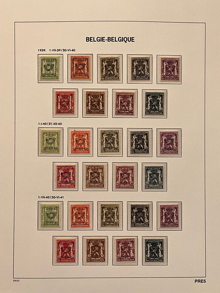 Belgium 1929/1969 - Complete post-fresh collection of PREO's on Davo sheets. - OBP PRE333/838 #3.2