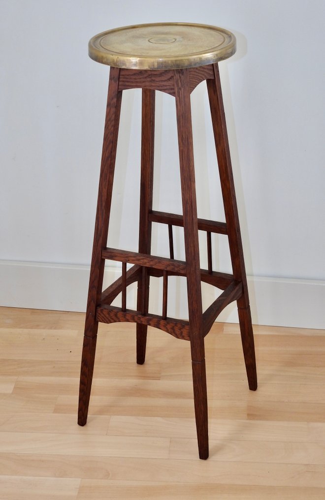 Βάση φυτών - δρύινο ξύλο και κίτρινο χαλκός - με κίτρινο χαλκό φύλλο #1.0