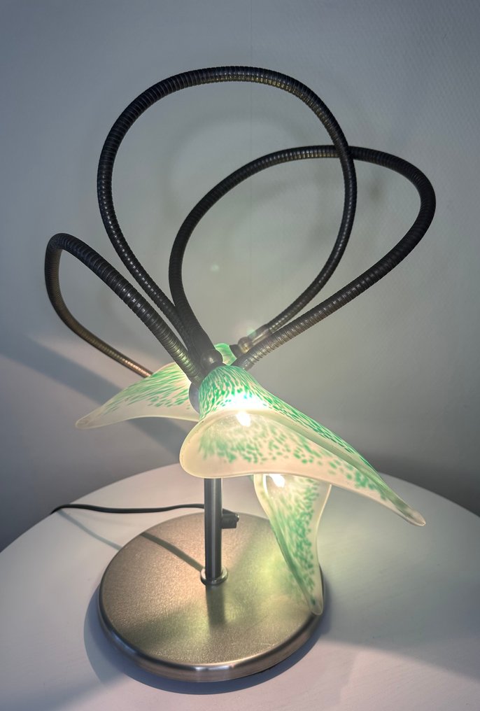 Lampe de table - métal brossé finition chrome, Verre - Lily / Tulip Lampe #3.2