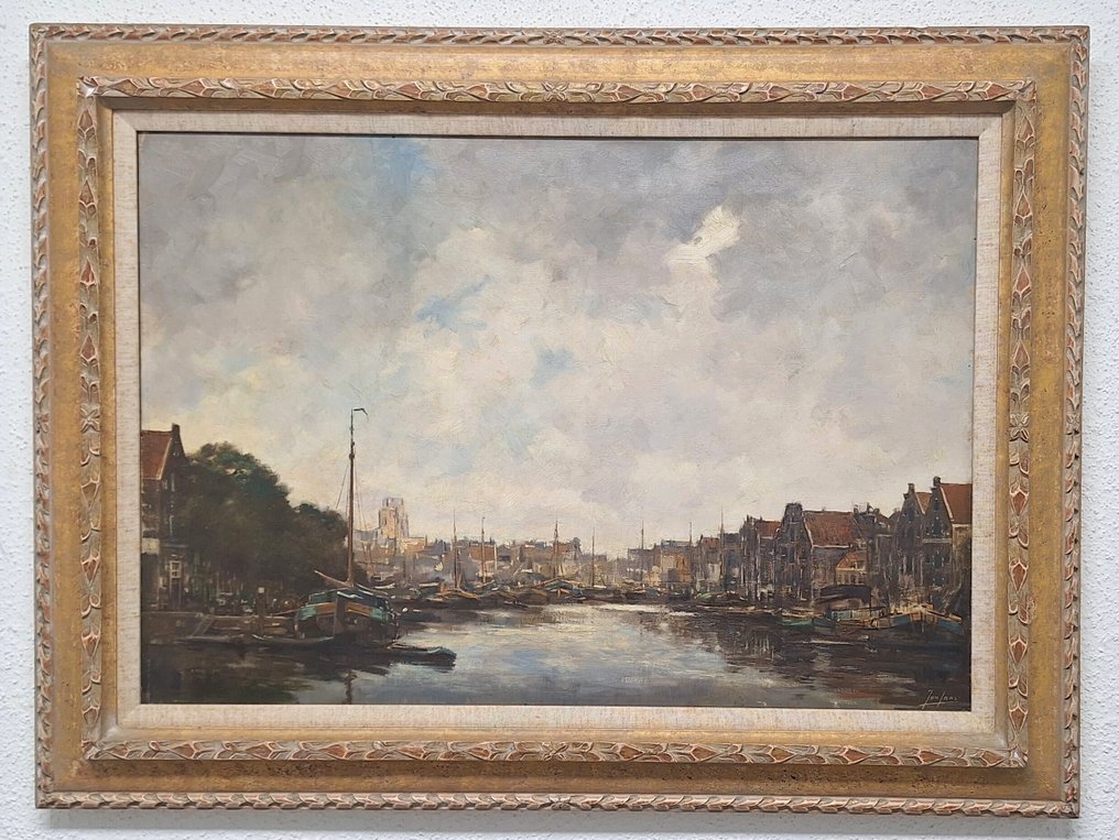 Jan Jans (1872-1943) - Binnenhaven Rotterdam met in de verte de Laurenskerk #1.0