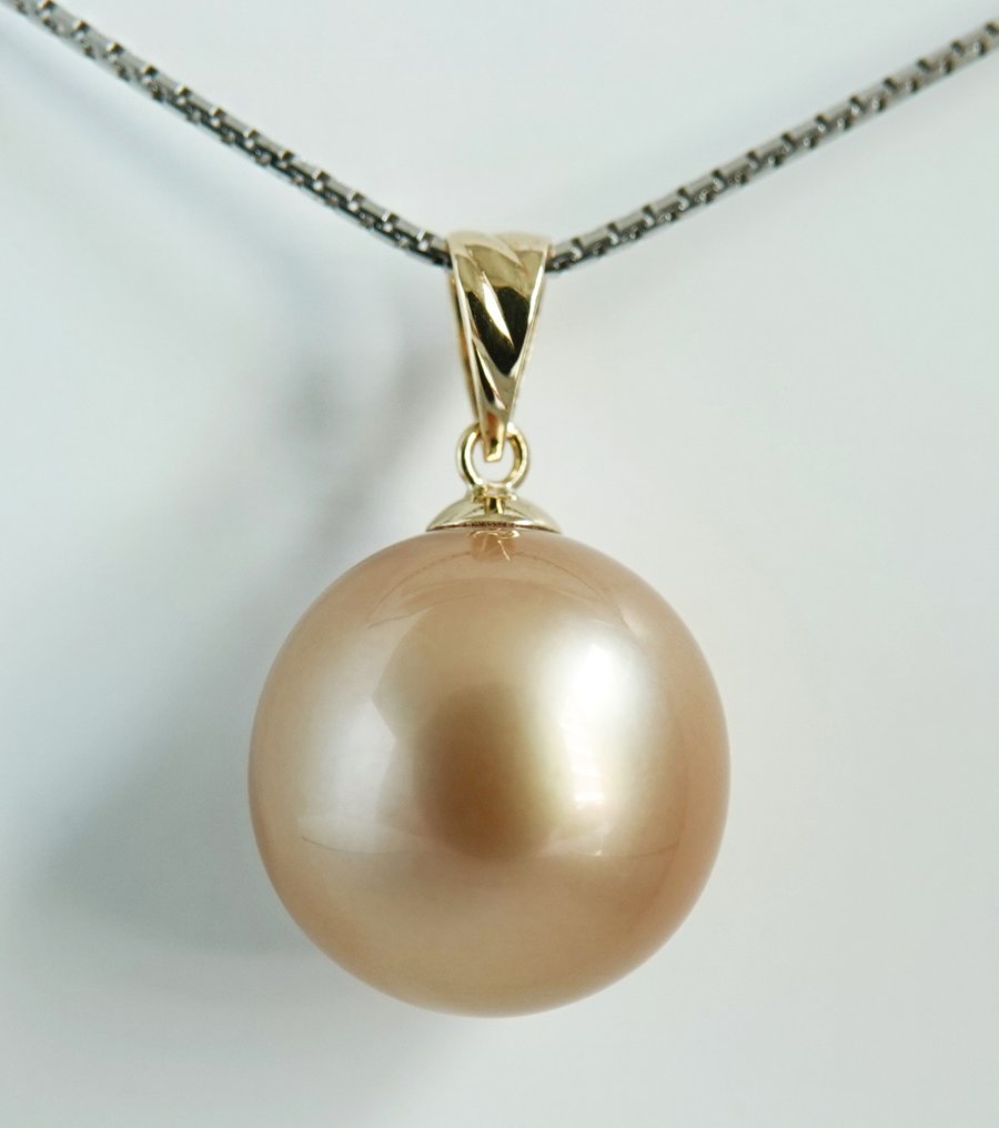 Vedhæng - 18 kraat Gulguld Perle - 24K Saturation, 14 mm #3.2