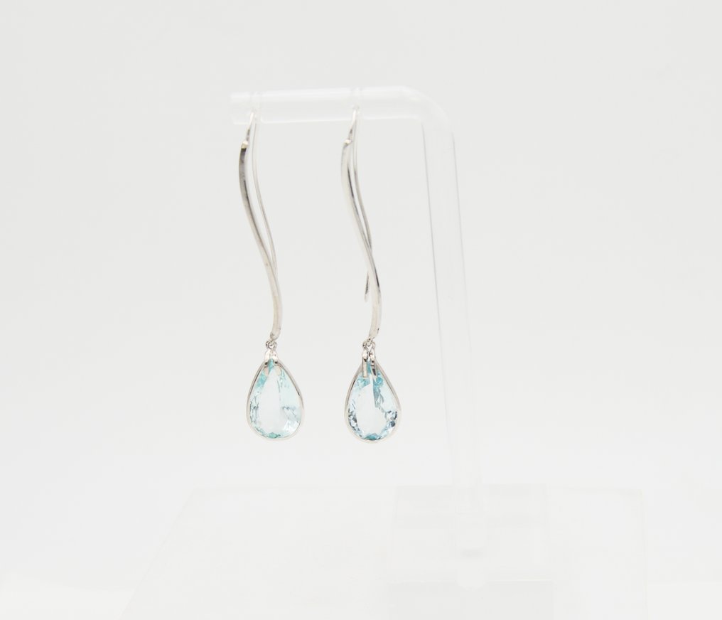 Collier avec pendentif - 18 carats Or blanc Aigue-marine #1.0