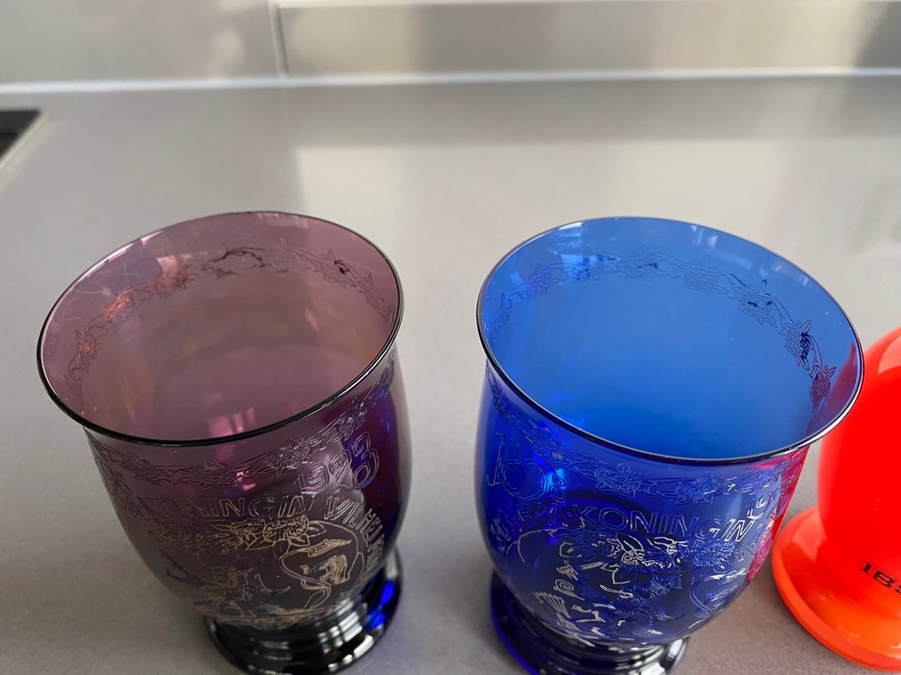 Glasfabriek Leerdam - A.D. Copier - 烧杯 (3) - 玻璃 - Wilhelmina的周年纪念玻璃 #1.0