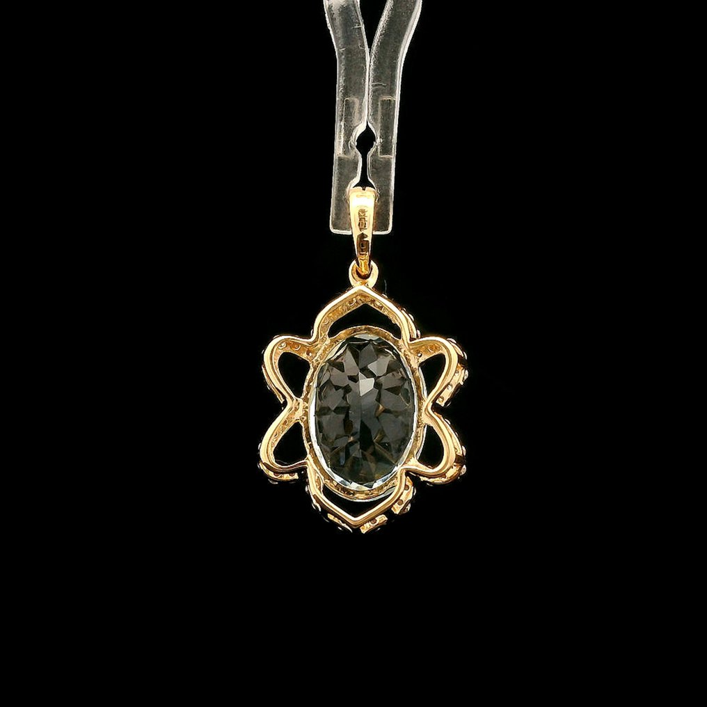 沒有保留價 - 墜飾 - 14 克拉 黃金 - 2.95ct. tw. 海藍寶石 - 鉆石 #4.3