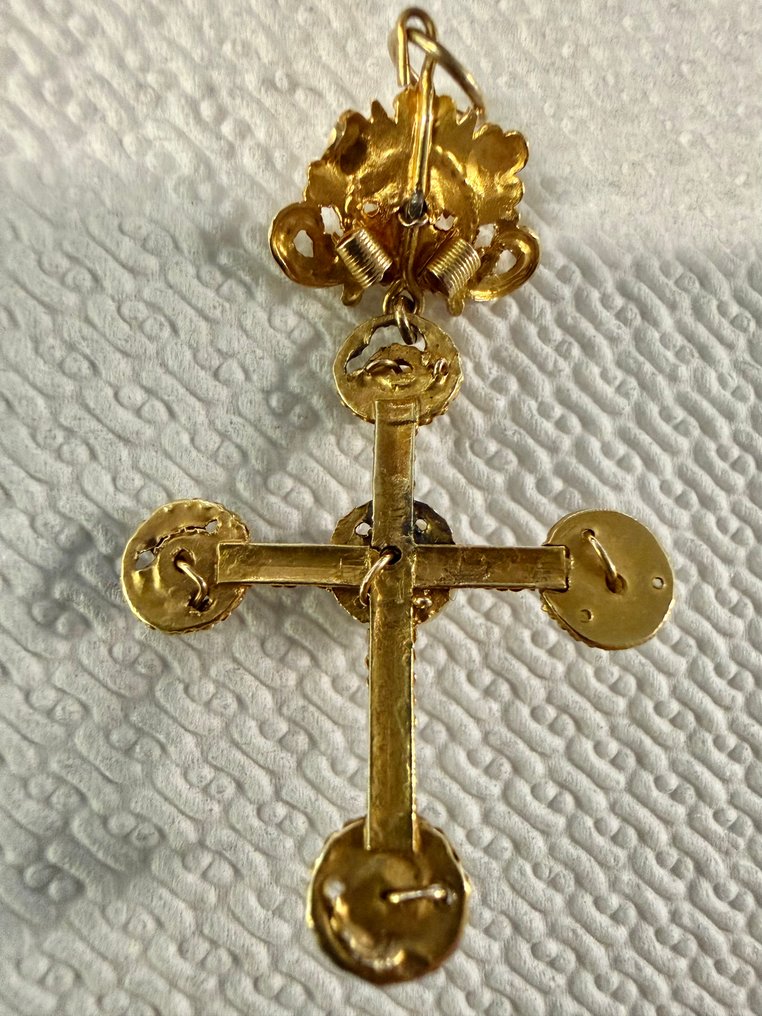 Pendentif en forme de croix - 19,2 carats Or jaune Perle #4.3