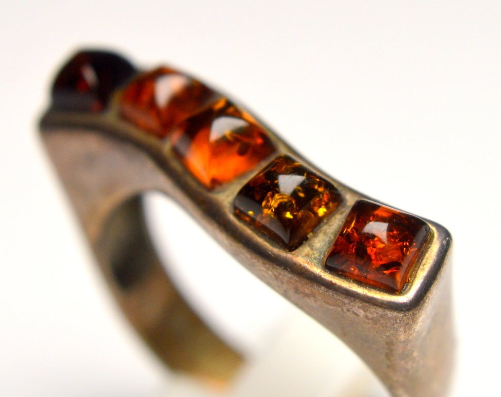 Chihlimbar - Argint 925 - 4,46 g - Inel - Chihlimb natural baltic #2.1