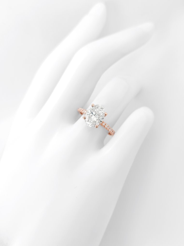 Ei pohjahintaa - Sormus - 14 kt. Ruusukulta -  2.06ct. tw. Timantti (Laboratoriossa kasvatettu) - Timantti - IGI Certified #3.2