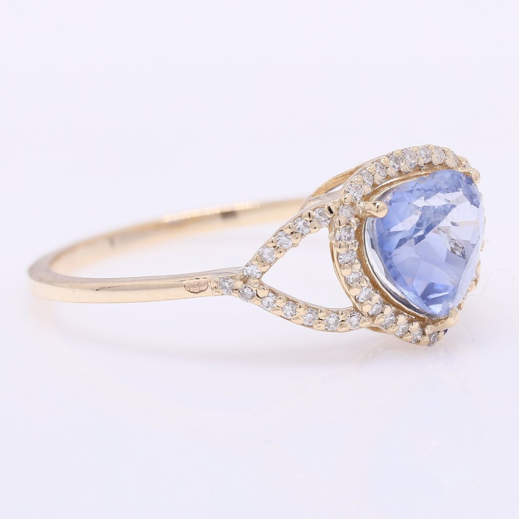 Nincs minimálár - Gyűrű - 14 kt. Sárga arany -  1.92ct. tw. Zafír - Gyémánt #1.0