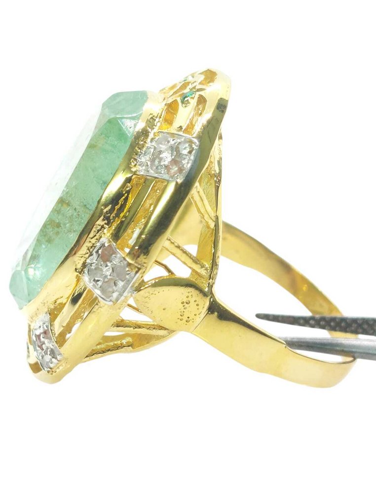 Nincs minimálár - Gyűrű - 9 Kt Ezüst, Sárga arany Smaragd - Vegyes drágakövek #2.1