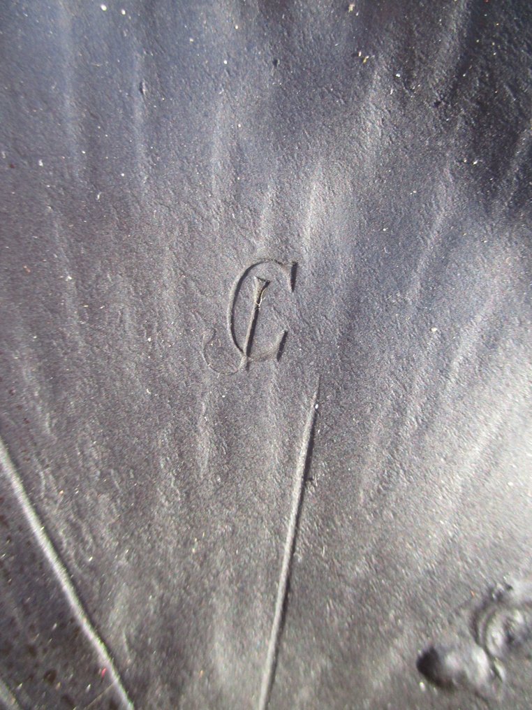 Attribué à Schneider. - 燈 - 新艺术运动。陶瓷玻璃，大理石。签名于1910年的铁艺脚。 #4.3