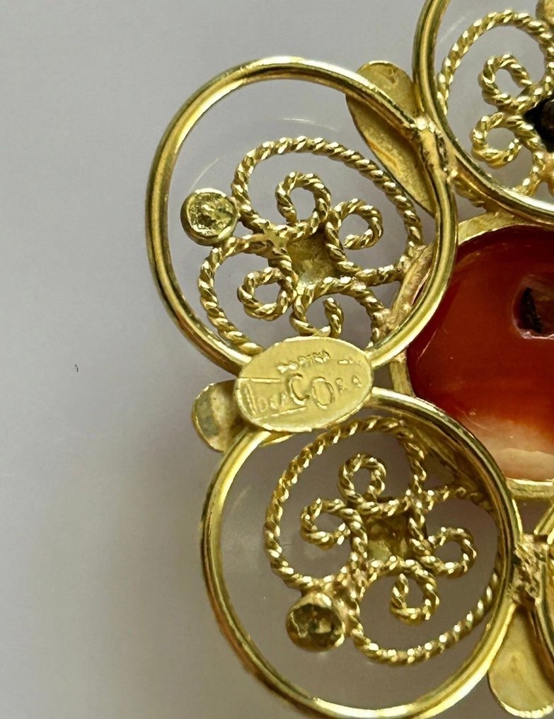 Ciondolo - 18 carati Oro giallo Corallo #4.3