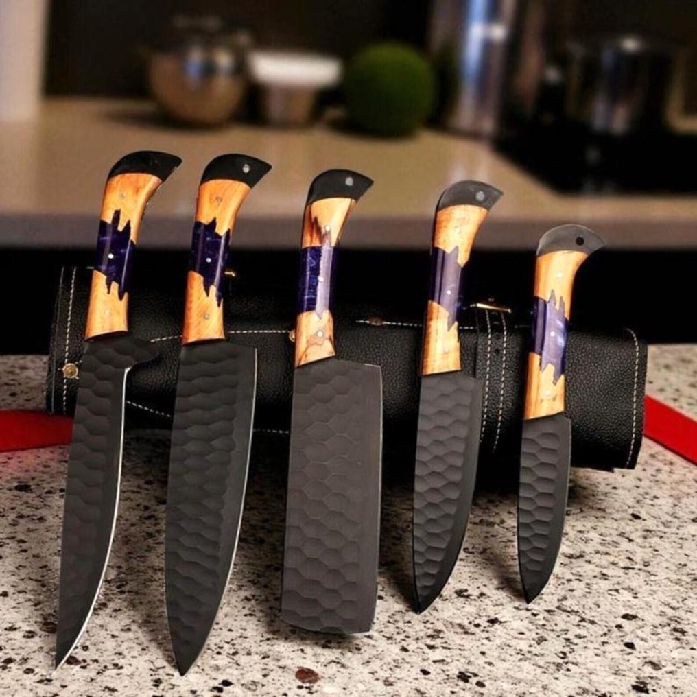 厨刀 - Kitchen knife set -  厨师刀 - 钢, 木, 皮革 - 北美 #1.0