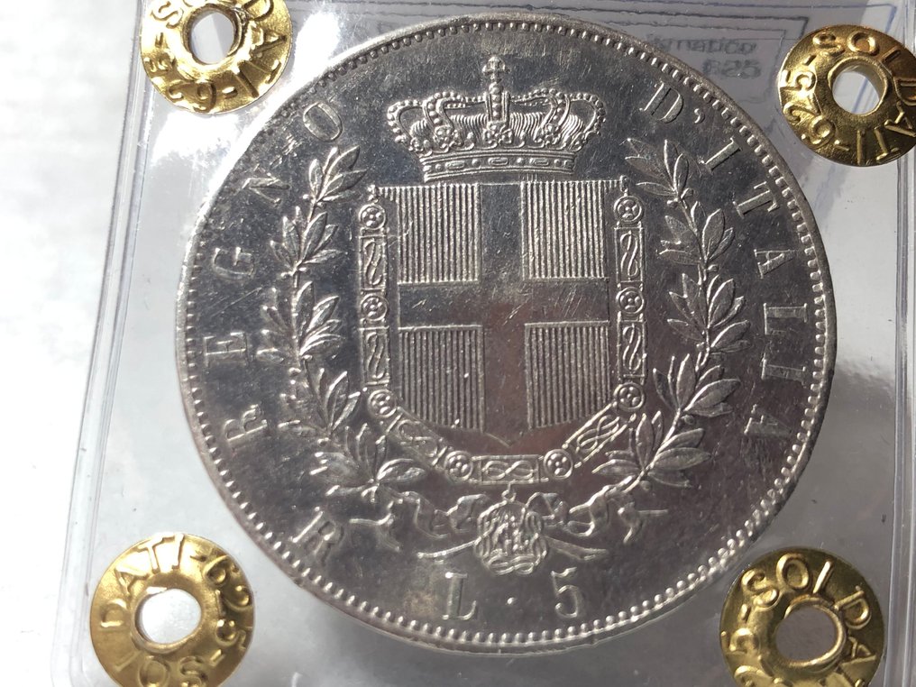 義大利王國 Vittorio Emanuele II. 5 Lire 1877 Roma  (沒有保留價) #1.0