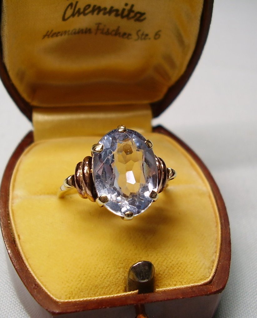 Ei pohjahintaa - Sormus - 8 kt. Keltakulta, Ruusukulta - 5.50ct. tw. Spinelli - Art-deko-suunnitelma noin 1925 #2.1