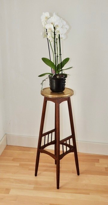 Βάση φυτών - δρύινο ξύλο και κίτρινο χαλκός - με κίτρινο χαλκό φύλλο #2.1