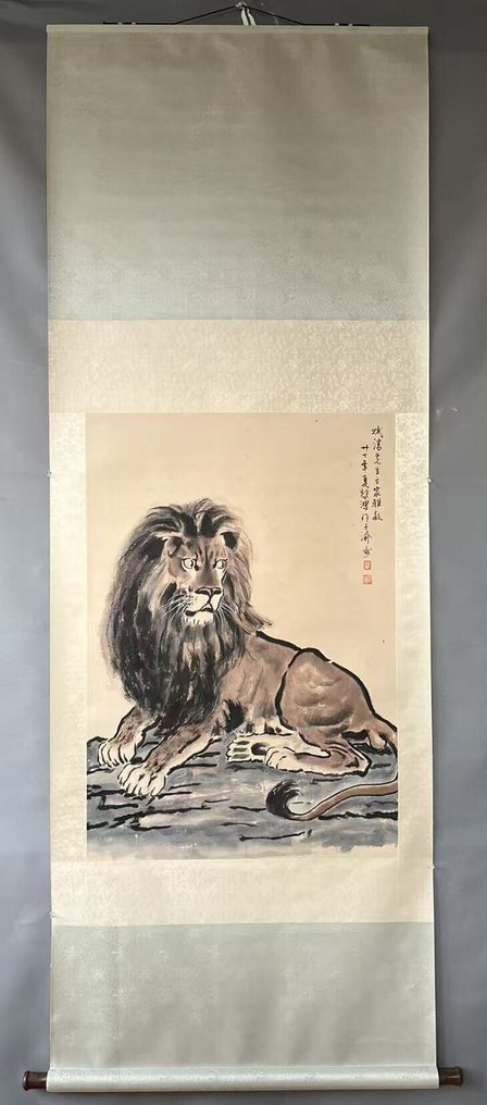 INK AND COLOR ON PAPER PAINTING ‘Lion’《狮子》 - Attributed to - Kina #2.1
