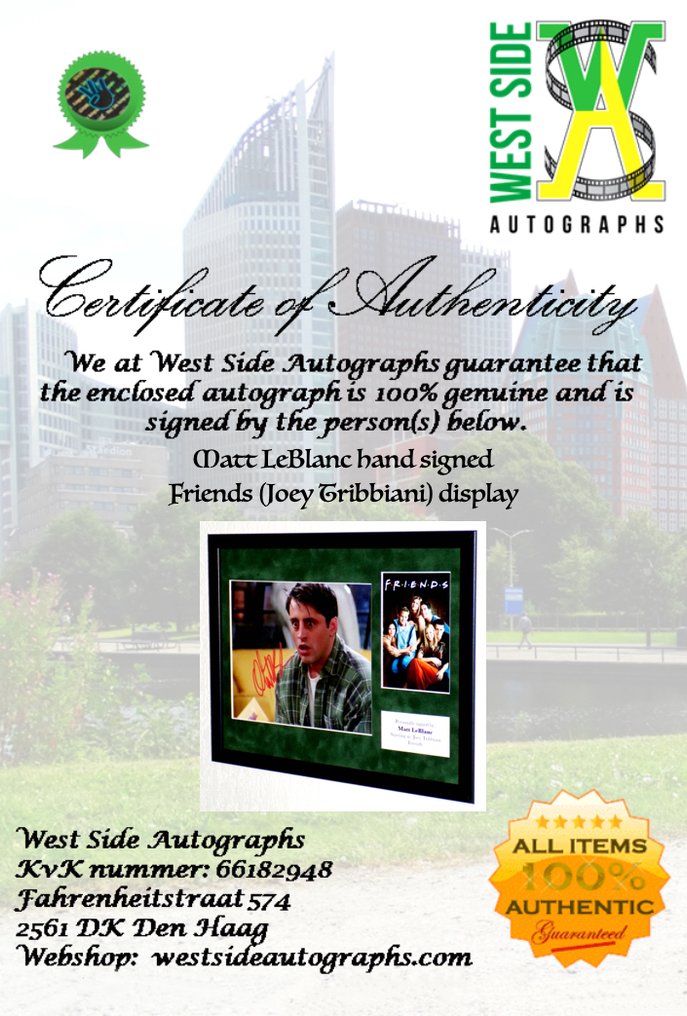 Friends - Matt LeBlanc (Joey Tribbiani) Framed, signed + Certificate of Authenticity #3.2
