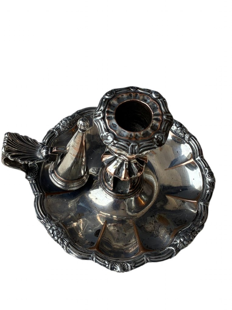 Chamberstick - Fém, Ezüstözött - Palmatória #1.0