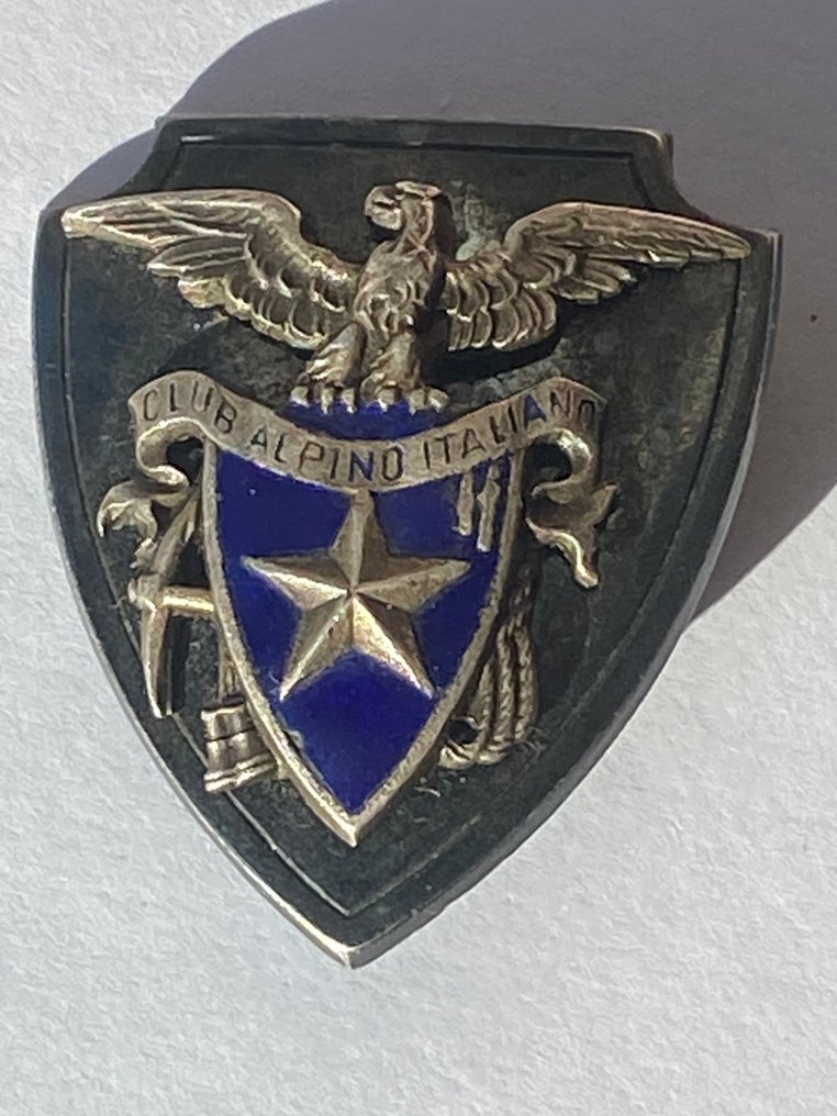 義大利 - 軍功章 - CAI登山俱乐部意大利徽章，金属与珐琅制成，带浮雕鹰图案 #1.0