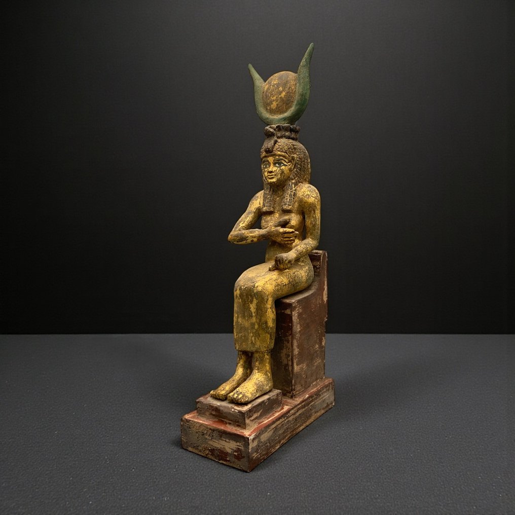 Replica of ancient Egyptian Wooden Statue Seated Goddess Isis  - Museum Quality #3.2