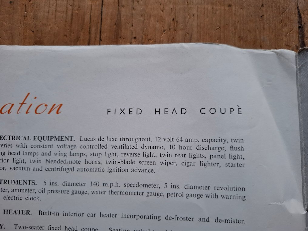 Brochure - Jaguar - XK 120 Fixed Head Coupé #3.2