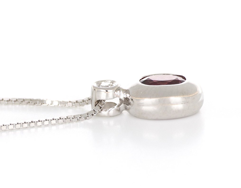 Sans prix de réserve - Collier avec pendentif - 18 carats Or blanc -  0.50ct. tw. Rubis - Diamant #4.3