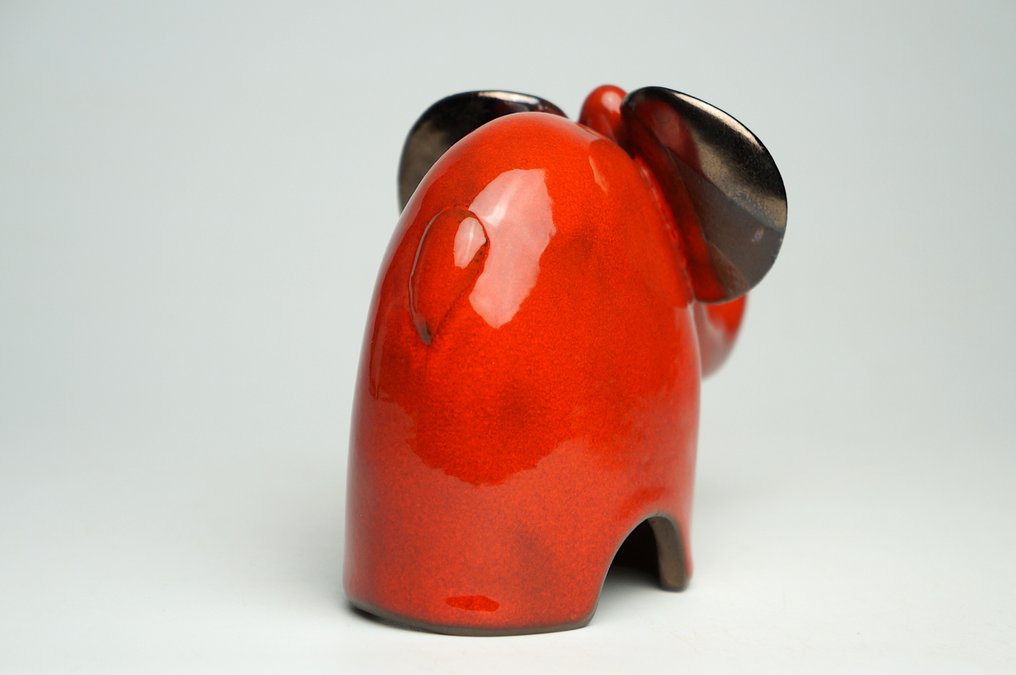 Figurine - Red Elephant - Ceramic #4.3