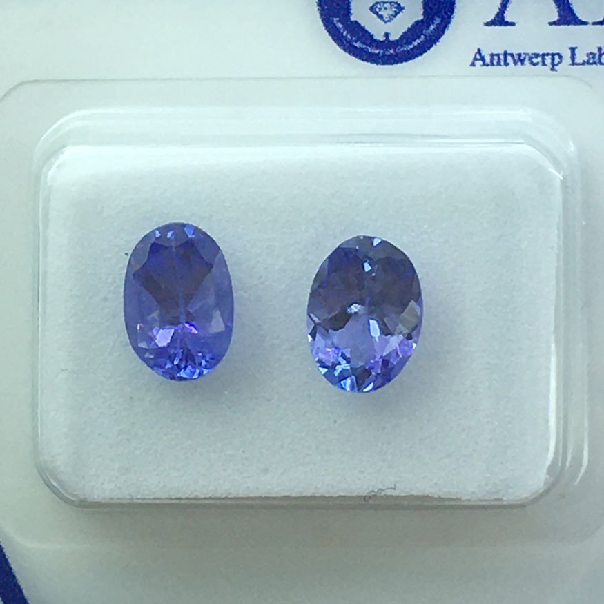 没有保留价 - 2 pcs  紫色 坦桑石  - 1.48 ct - 安特卫普宝石检测实验室（ALGT） - 坦桑尼亚坦桑石 #1.0