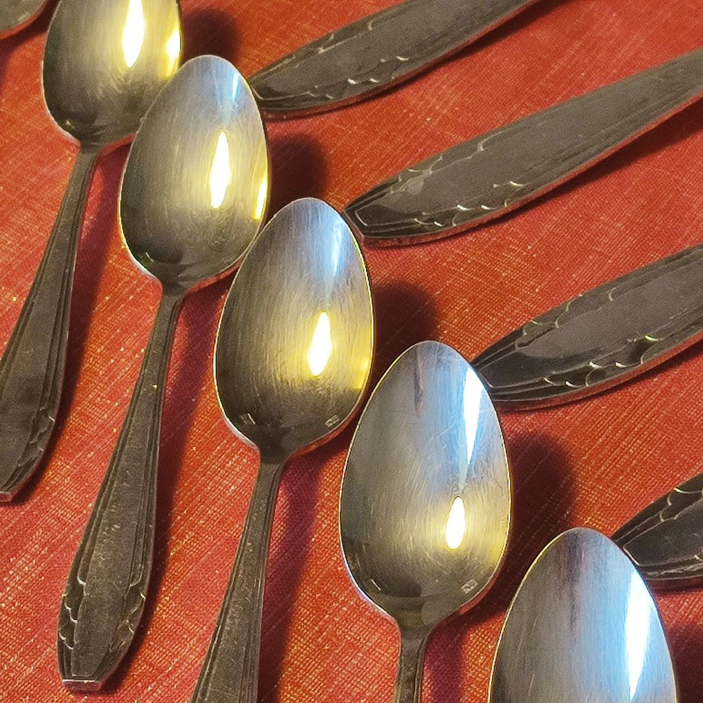 Poinçon “VH” (Apollo / Christofle) - Σετ μαχαιροπίρουνων για 12 (36) - Art déco - Επάργυρο #4.3