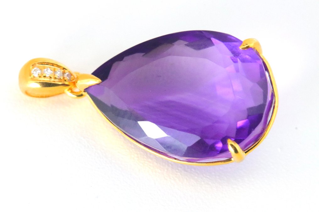 Nincs minimálár - Függő - 14 kt. Sárga arany Ametiszt #4.3