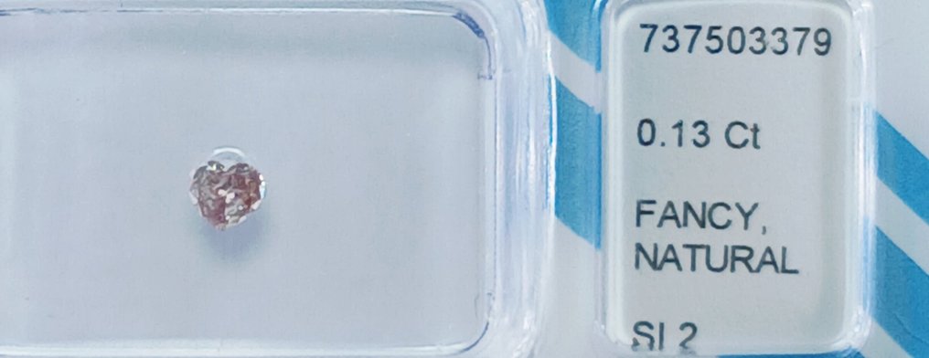 没有保留价 - 1 pcs 钻石  (天然色彩的)  - 0.13 ct - 心形 - Fancy 稍带桃红色的 棕色 - SI2 微内含二级 - 国际宝石研究院（IGI） #4.3