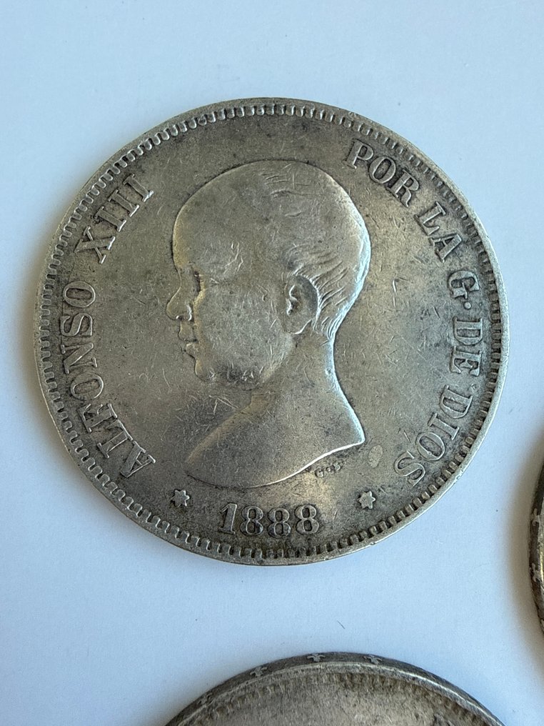 西班牙. 阿方索十三世. 5 Pesetas 1888-1889-1890 (没有保留价) #1.0