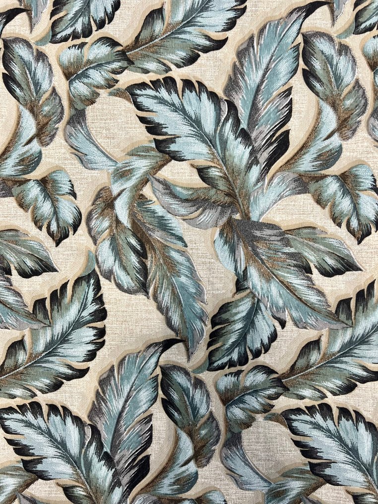 Double width, printed fabric with an elegant pattern of acanthus leaves. - Textile - 300 cm - 280 cm #1.0