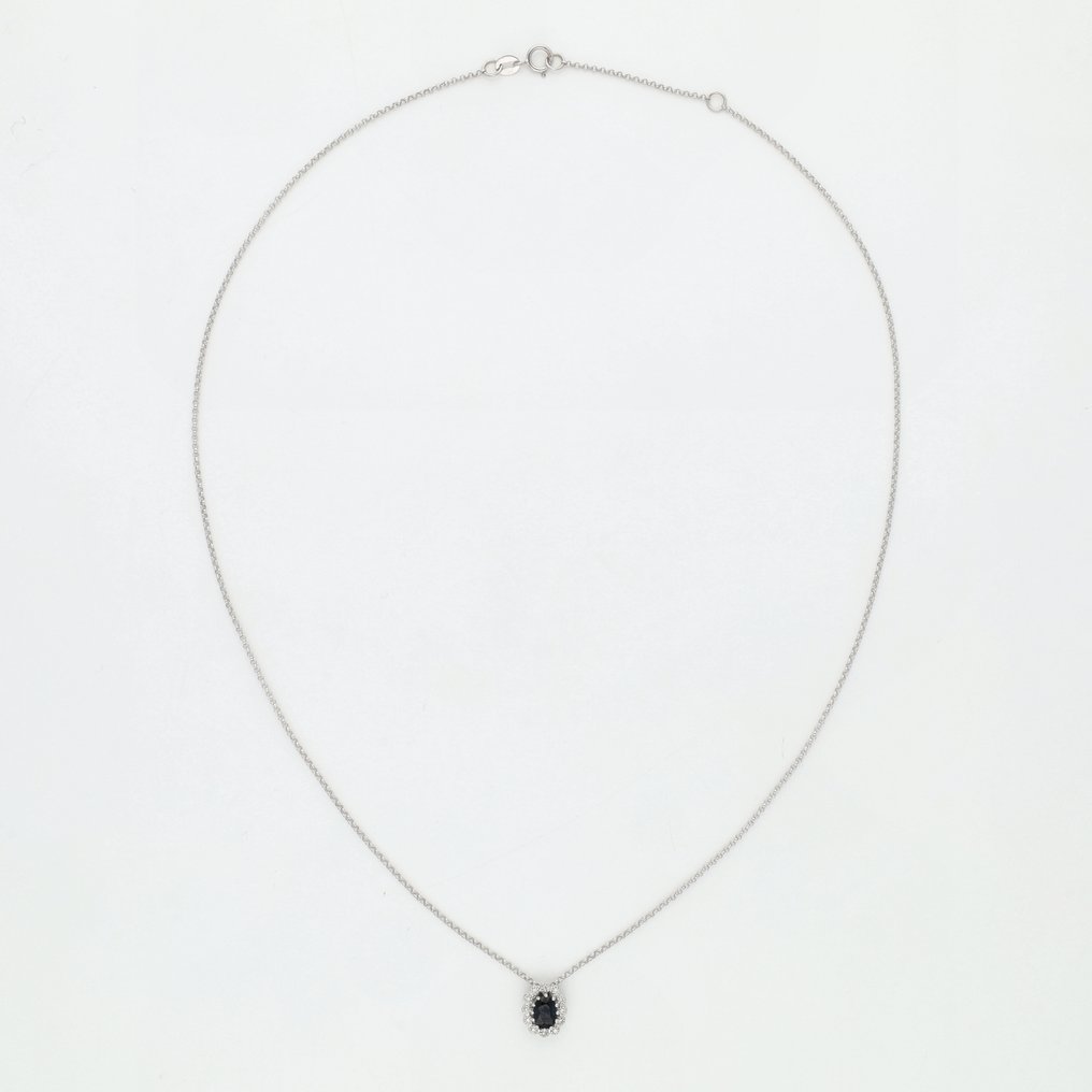 Sans prix de réserve - Collier - 14 carats Or blanc Saphir - Diamant #2.1