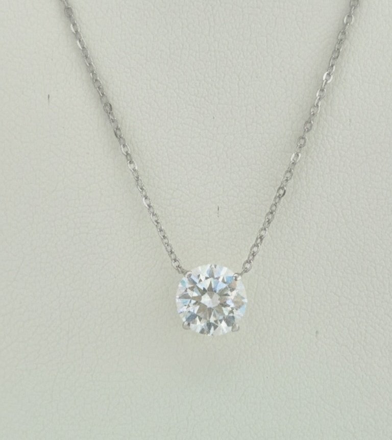 Κολιέ - 18 καράτια Λευκός χρυσός -  1.00ct. tw. Διαμάντι (Φυσικό) #1.0