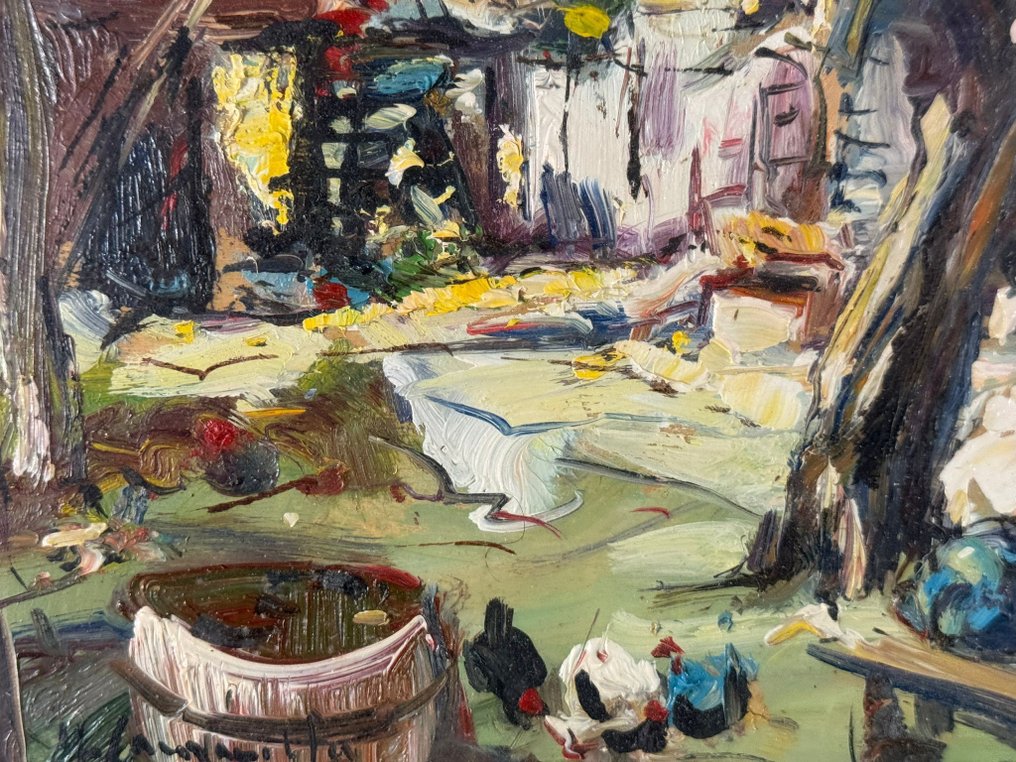 Nicola Canzanella (1929-2014) - Aia di campagna con personaggi #3.2