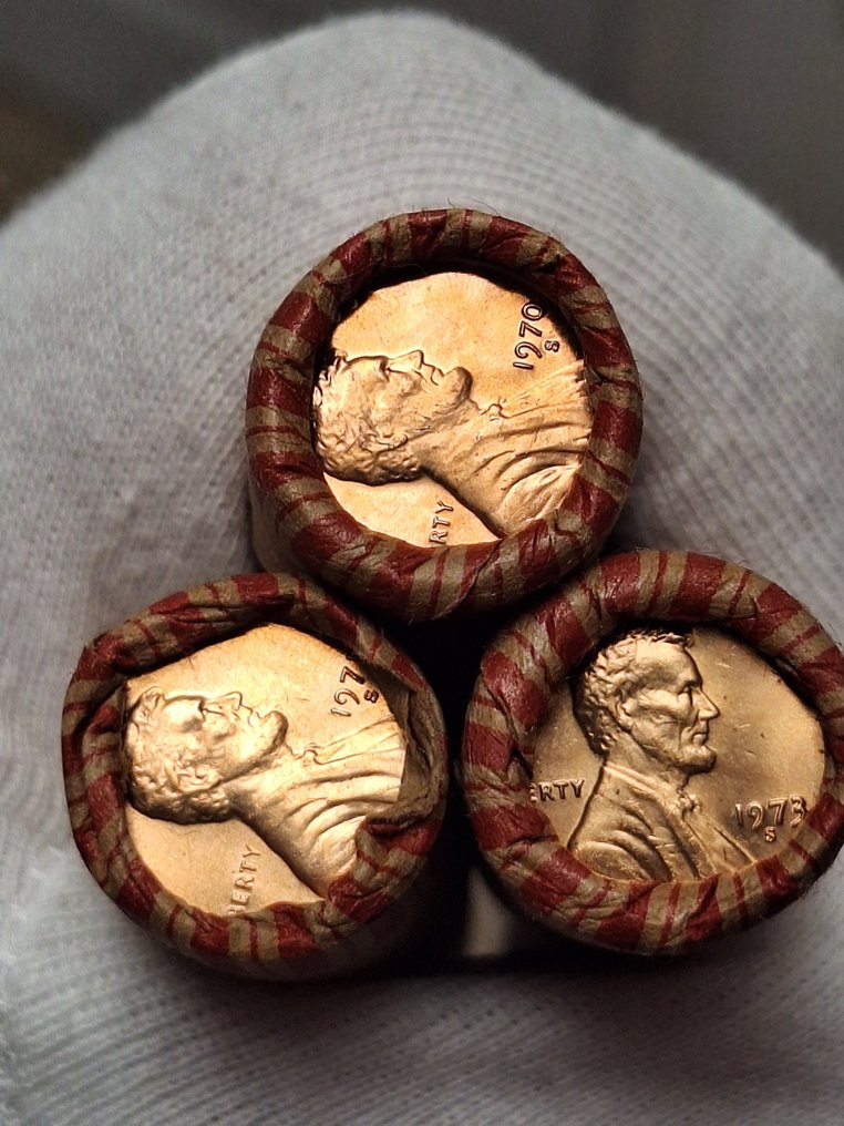 USA. 3 superb rolls of Uncirculated penny in MS state, 50 coins per roll, 150 coins in total, all the 1970-1973 (Ohne mindestpreis) #1.0