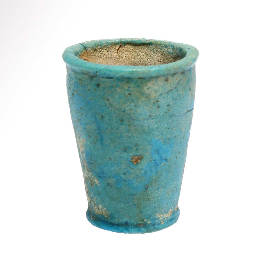 Ancient Egypt, New Kingdom Faience Offering Cup with Royal Cartouche Ramesses II #4.3