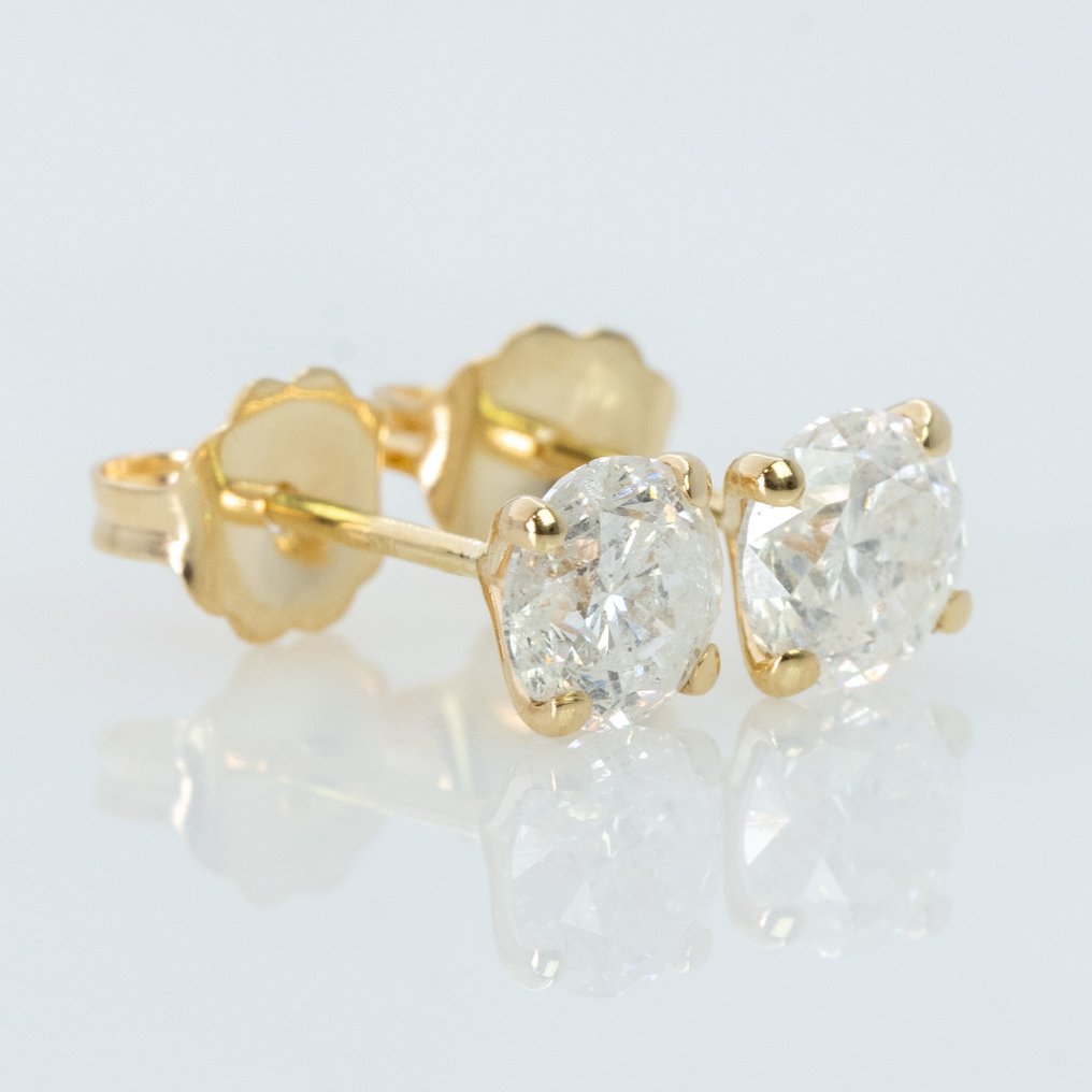 χωρίς τιμή ασφαλείας - Σκουλαρίκια - 14 καράτια Κίτρινο χρυσό -  1.24ct. tw. Διαμάντι (Φυσικό) - GWLab #1.0