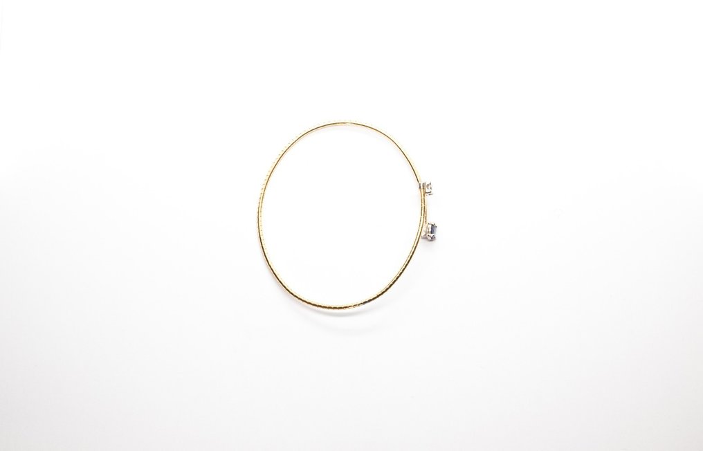 手镯 - 18K包金 白金, 黄金 - 0.49ct. tw. 钻石 (天然) - 蓝宝石 #1.0