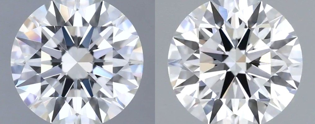 没有保留价 - 2 pcs 钻石  (天然)  - 1.11 ct - 圆形 - G - IF - 国际宝石研究院（IGI） - 匹配对 3EX Non #1.0