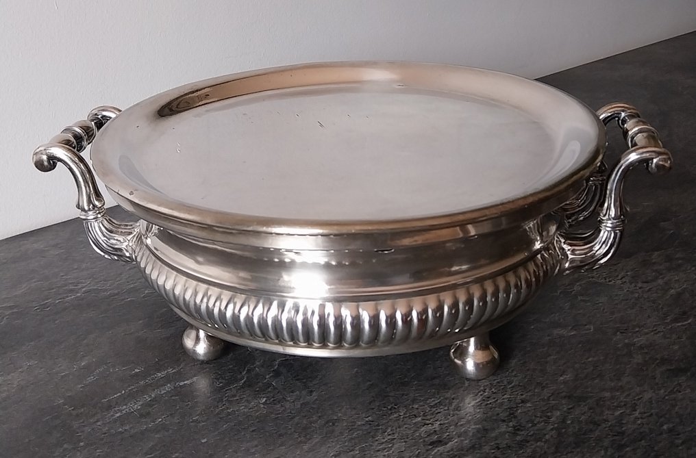 John Sherwood - Serving tray - Model "Whale" - Silverplated - Plate Warmer Rocaille #1.0