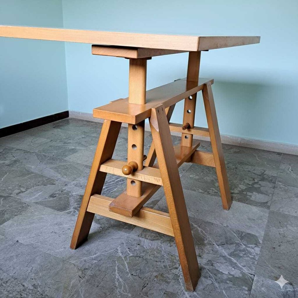 Zanotta - Mesa de jantar - Mesa com cavaletes - Madeira, MDF - Modello Leonardo #3.2