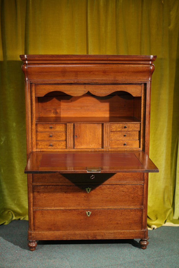 Secrétaire à abattant - oak wood - Secretary Eiken on skates. #1.0