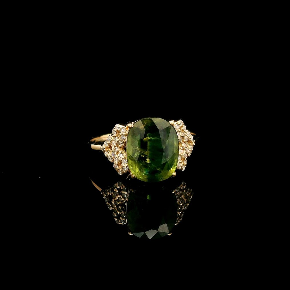 Nincs minimálár - Gyűrű - 14 kt. Sárga arany - 3.84ct. tw. Zafír - Gyémánt #4.3